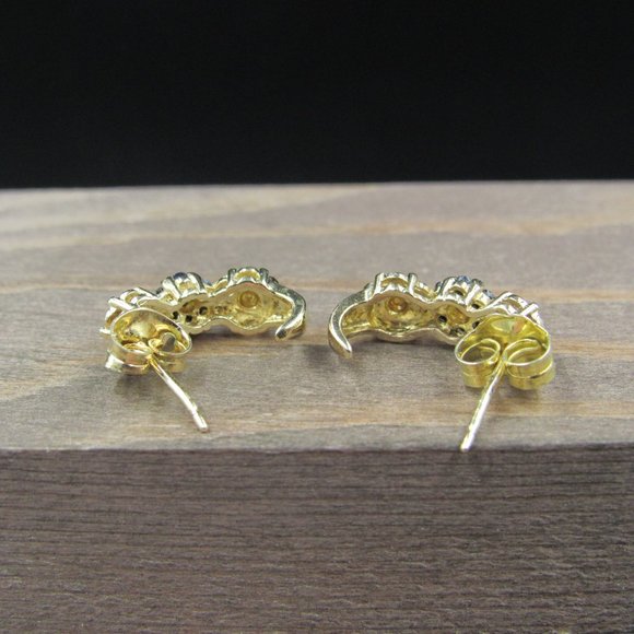 Sterling Triple Floral Sapphire Gem Earrings - Picture 2 of 6